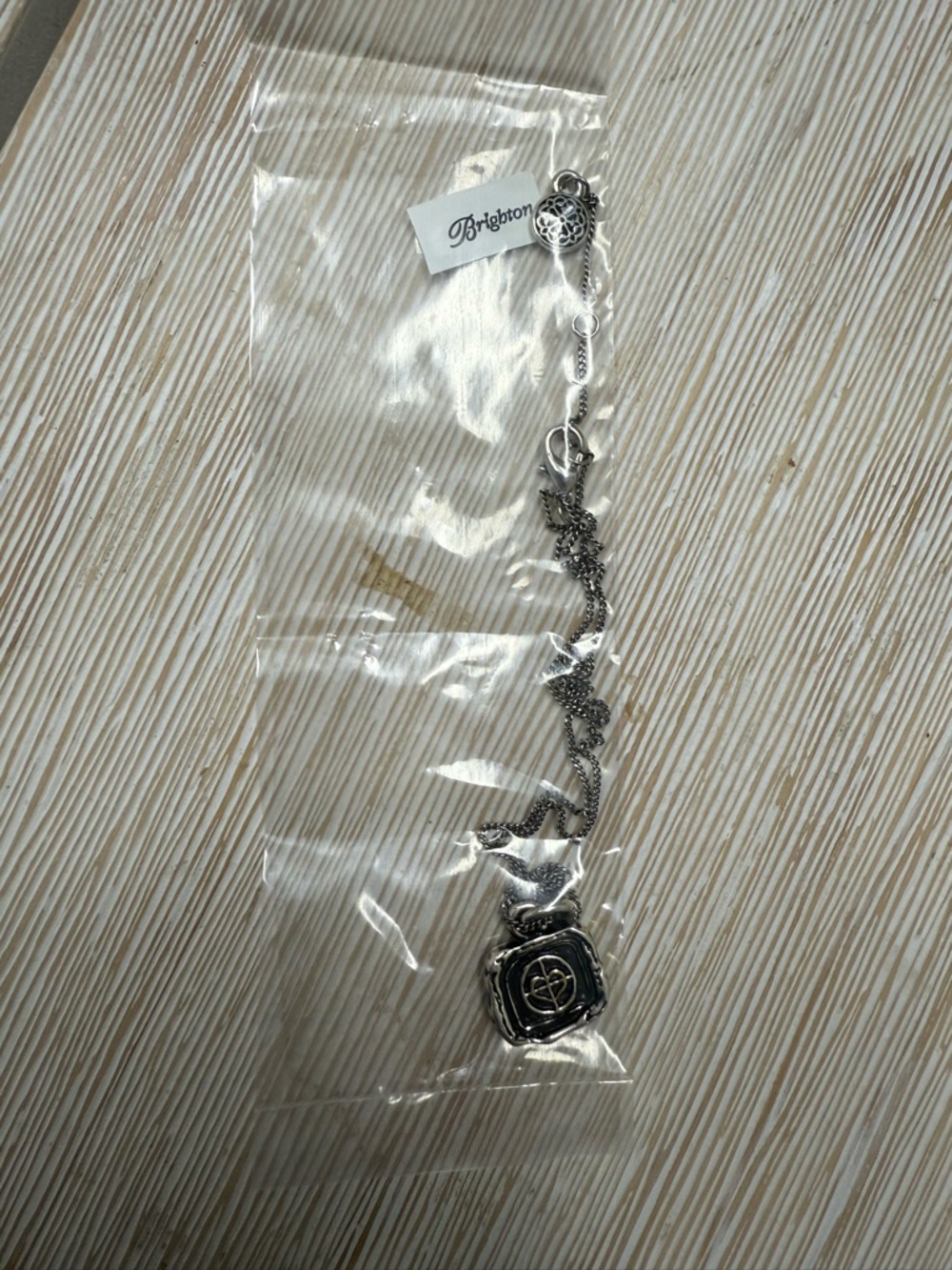 Brighton Silver Floral Square Pendant Necklace